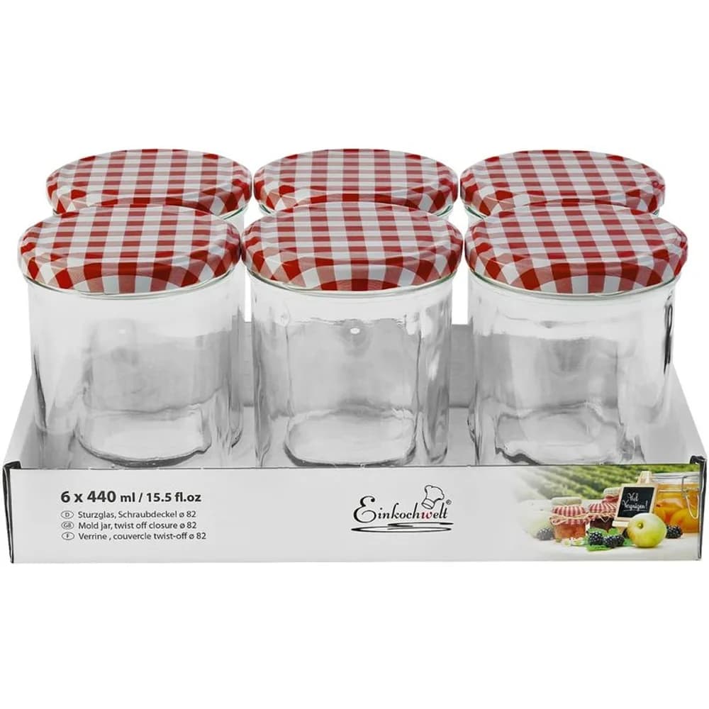 Einkochwelt Einmachglas 6 Stück, 440 ml, Ø 82 mm