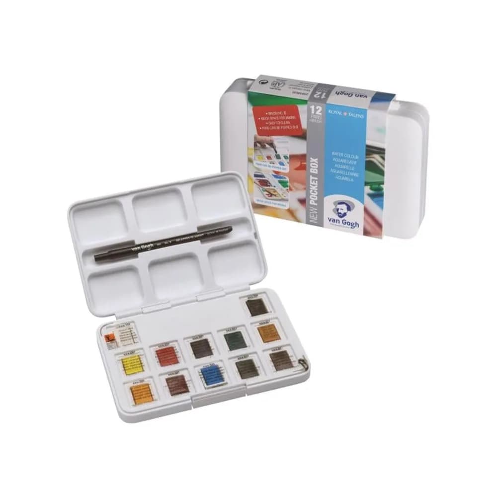 Van Gogh Aquarellfarbe Pocket Box 12 Näpfchen, Mehrfarbig