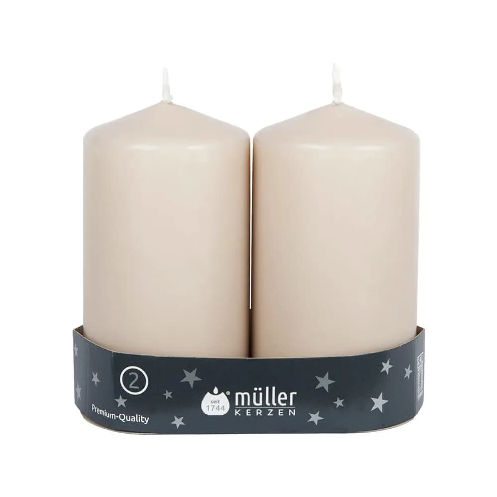 müller Kerzen Stumpenkerzen 2er Set, 12 x 6.5 cm