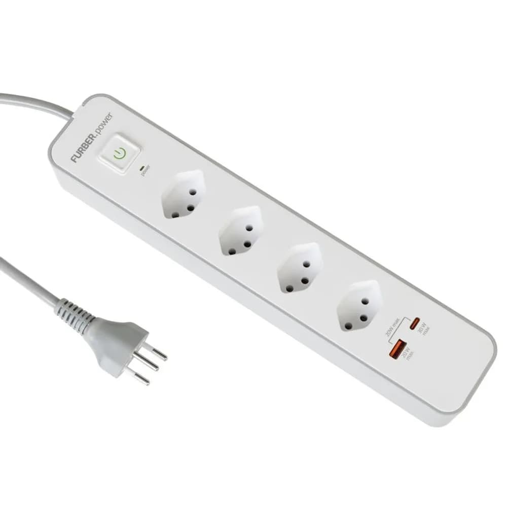 FURBER.power Steckdosenleiste 4 x T13, USB-C, USB-A