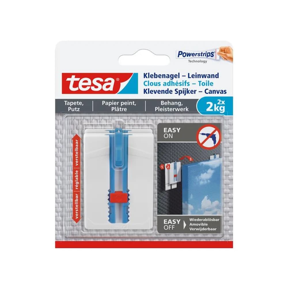 tesa Klebenagel Leinwänd, Tapete & Putz 2 kg 2 kg, Transparent
