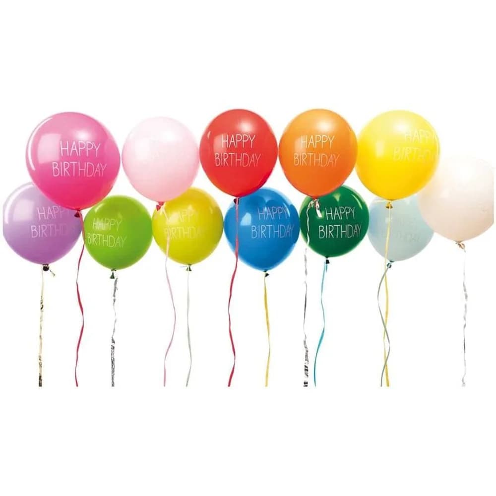 Rico Design Luftballon Happy Birthday Ø 30 cm, 12 Stück, Mehrfarbig