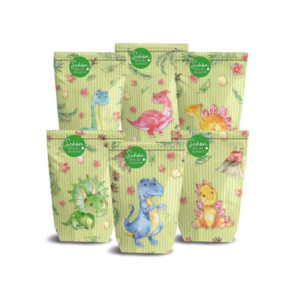 Papierdrachen Geschenktüten zum Geburtstag Dinos 14 x 22 cm, 12 Stück